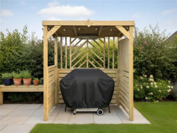 Edecks Deluxe The Pavilion Wooden Bbq Shelter With Foldout Bar Top 6 X 7Ft - Chevron Rear Outdoor Garden Diy Barbecue Grill Gazebo - thumbnail 5