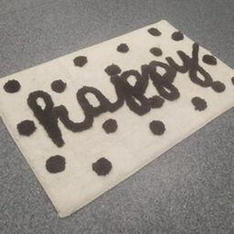 Biznest New Large White Super Soft Happy Slogan Bath Tub Shower Mat Non Slip Backing 100% Polyester 50 X 80Cm