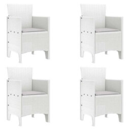 Berkfield Modern Garden Dining Set 5 Pcs White Polt Rattan - thumbnail 5