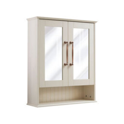 Homestylestore 650 X 750mm Antique White Wall Mounted Mirrored Door Bathroom Cabinet And Aged Bronze T Bar Handles
