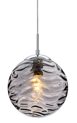 Luminosa Lighting Luminosa Mercury Globe Pendant Light Chrome With Smoked Glass