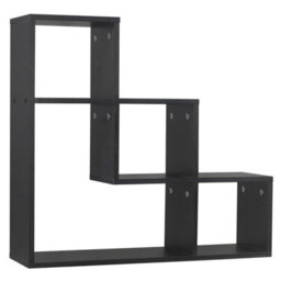 Urbn-Living Urbnliving Height 56Cm Lyon 3 Step Wooden Floating Wall Mounting Colour Black Shelf Display Unit Book Storage Decor - thumbnail 1