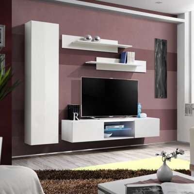 "Arte Fly R1 210Cm White Gloss Media Unit - Slim Led Tv Hub For Screens Up To 60""" - image 1