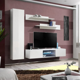 "Arte Fly R1 210Cm White Gloss Media Unit - Slim Led Tv Hub For Screens Up To 60"""