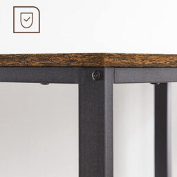 Office Writing Desk, Steel Frame Work Table With 2 Adjustable Shelves, Industrial Style, Rustic Brown And Black - thumbnail 6