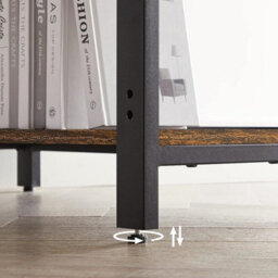 Office Writing Desk, Steel Frame Work Table With 2 Adjustable Shelves, Industrial Style, Rustic Brown And Black - thumbnail 7