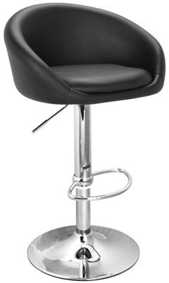 Lamboro Luca Single Kitchen Bar Stool, Chrome Footrest, Height Adjustable Swivel Gas Lift, Breakfast Bar & Home Barstool, Black - image 1
