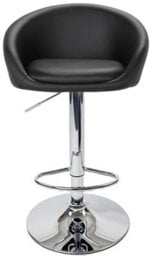 Lamboro Luca Single Kitchen Bar Stool, Chrome Footrest, Height Adjustable Swivel Gas Lift, Breakfast Bar & Home Barstool, Black - thumbnail 2