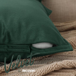 Deconovo Set Of 2 Crushed Velvet Cushion Covers 65Cm X 65Cm 26X26 Inches Flanges Throw Pillow Cases For Chairs Forest Green - thumbnail 5