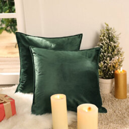 Deconovo Set Of 2 Crushed Velvet Cushion Covers 65Cm X 65Cm 26X26 Inches Flanges Throw Pillow Cases For Chairs Forest Green - thumbnail 1