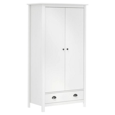 Vidaxl 2-Door Wardrobe Hill White 89X50X170 Cm Solid Pine Wood Wardrobes - image 1