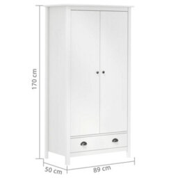 Vidaxl 2-Door Wardrobe Hill White 89X50X170 Cm Solid Pine Wood Wardrobes - thumbnail 9