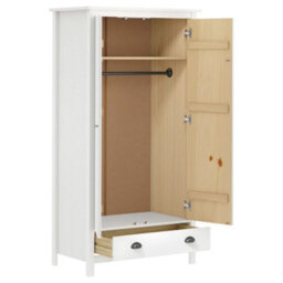 Vidaxl 2-Door Wardrobe Hill White 89X50X170 Cm Solid Pine Wood Wardrobes - thumbnail 3