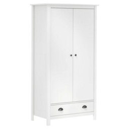 Vidaxl 2-Door Wardrobe Hill White 89X50X170 Cm Solid Pine Wood Wardrobes - thumbnail 1