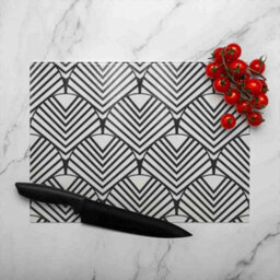 Benjamin Tate Design Black Geometric Decoration Glass Chopping Boarddesigner Style - thumbnail 3