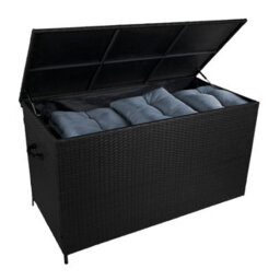 MonsterShop Garden Furniture Set 4Pc Anthracite Grey Aluminium With Rattan Storage Box Black Outdoor 3 Seat Sofa 2 Armchairs Coffee Table - thumbnail 3