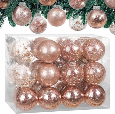 Casaria 24 Clear Fillable Christmas Baubles With Decorative Fill Included - image 1