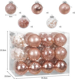 Casaria 24 Clear Fillable Christmas Baubles With Decorative Fill Included - thumbnail 2