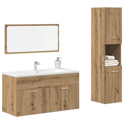 Berkfield 3 Piece Bathroom Furniture Set Artisan Oak Engineered Wood - image 1