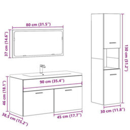 Berkfield 3 Piece Bathroom Furniture Set Artisan Oak Engineered Wood - thumbnail 9