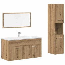 Berkfield 3 Piece Bathroom Furniture Set Artisan Oak Engineered Wood - thumbnail 2