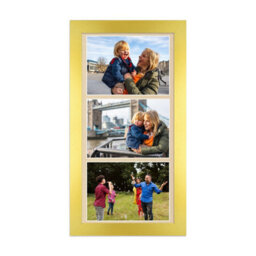 AK Frames 16X8 Gold Modern Multi Photo Frame With Ivory Mount - Holds 3 Apertures (3X) 7X5 Photos