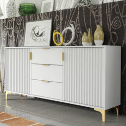 Creative Furniture Tide Crest Sideboard 140Cm - White & Gold - thumbnail 7