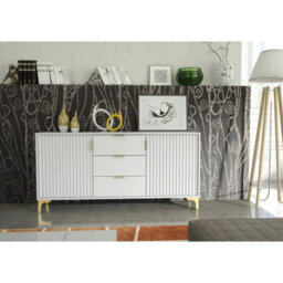 Creative Furniture Tide Crest Sideboard 140Cm - White & Gold - thumbnail 4