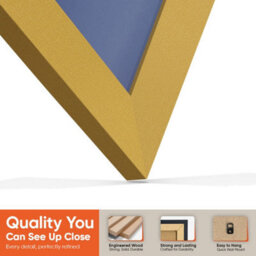 "AK Frames 25X17"" Matte Yellow Modern Vinyl Record Frame With Blue Mount For 12 Inch Lp Cover & Disc - Overlapped Design" - thumbnail 3