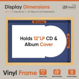 "AK Frames 25X17"" Matte Yellow Modern Vinyl Record Frame With Blue Mount For 12 Inch Lp Cover & Disc - Overlapped Design" - thumbnail 2