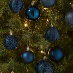 Neo Midnight Blue 36Pcs Christmas Tree Ornaments Set Baubles Glitter Balls Holiday Festive Decorations