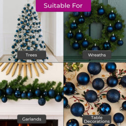 Neo Midnight Blue 36Pcs Christmas Tree Ornaments Set Baubles Glitter Balls Holiday Festive Decorations - thumbnail 3