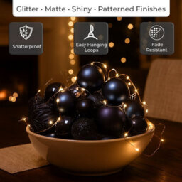 Neo Midnight Blue 36Pcs Christmas Tree Ornaments Set Baubles Glitter Balls Holiday Festive Decorations - thumbnail 5