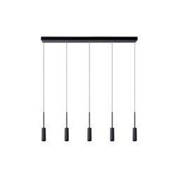 Lucide Tubule 5 Light Led Bar Ceiling Pendant Black - thumbnail 3