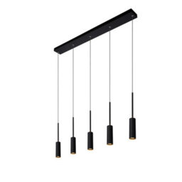 Lucide Tubule 5 Light Led Bar Ceiling Pendant Black - thumbnail 7