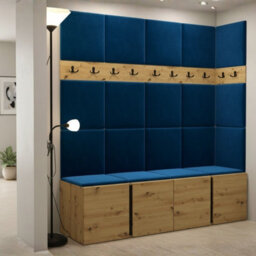 Orion Ii Hallway Set Artisan Oak Shoe Cabinet Hangers Blue Panels