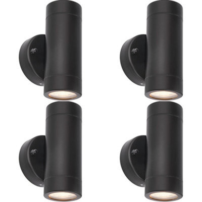 4 Pack Up & Down Twin Outdoor Ip44 Wall Light - 2 X 7W Gu10 Led - Matt Black - image 1