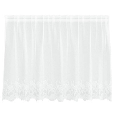 Berkfield Modern Curtains With Curtains Floral White 200 X 80 Cm Polyester