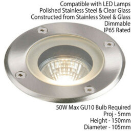 Ip65 Outdoor Led Ground Light Gu10 Bulb Round Steel Flush Walk Over Floor Lamp - thumbnail 2