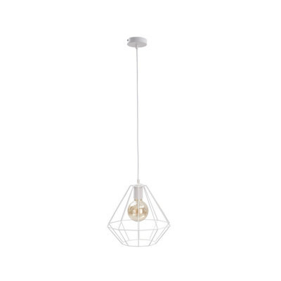 Luminosa Lighting Luminosa Faro Wire Frame Pendant Ceiling Light White, 29Cm, 1X E27