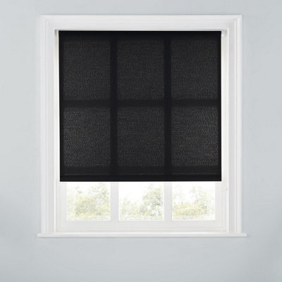 A.unique Home Premium Trimmable Daylight Roller Window Blind - Light Filtering Fabric - 4Ft - Black - 120Cm (W) X 170Cm (L) - image 1