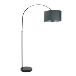 Valuelights Louis Black Arched Floor Lamp With Charcoal Drum Metallic Chrome Inner Shade - thumbnail 2