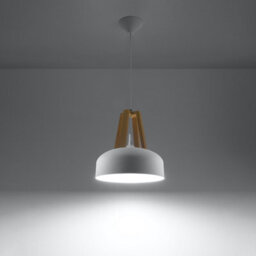 Sollux Lighting Casco Steel & Wood White 1 Light Classic Pendant Ceiling Light - thumbnail 2