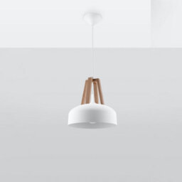 Sollux Lighting Casco Steel & Wood White 1 Light Classic Pendant Ceiling Light - thumbnail 1
