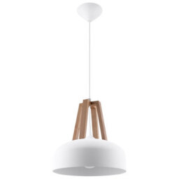 Sollux Lighting Casco Steel & Wood White 1 Light Classic Pendant Ceiling Light - thumbnail 3