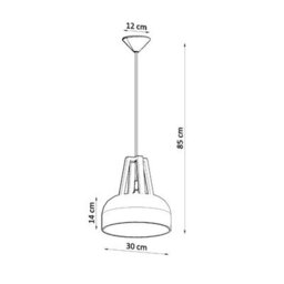 Sollux Lighting Casco Steel & Wood White 1 Light Classic Pendant Ceiling Light - thumbnail 4