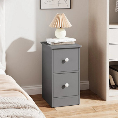 Grey 2 Drawers Bedside Table Cabinet Sofa Side Lamp Table Nightstand Shelf Storage - image 1