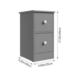 Grey 2 Drawers Bedside Table Cabinet Sofa Side Lamp Table Nightstand Shelf Storage - thumbnail 2