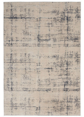 Ivory Blue Rug, 10mm Thickness Abstract Dotted Rug, Modern Stain-Resistant Rug For Bedroom, & Dining Room-160Cm X 221Cm