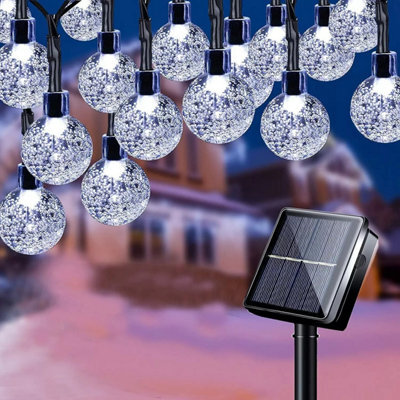 100 Led Solar Outdoor String Lights With Bubble Globe Bulbs, 12M Cool White - image 1